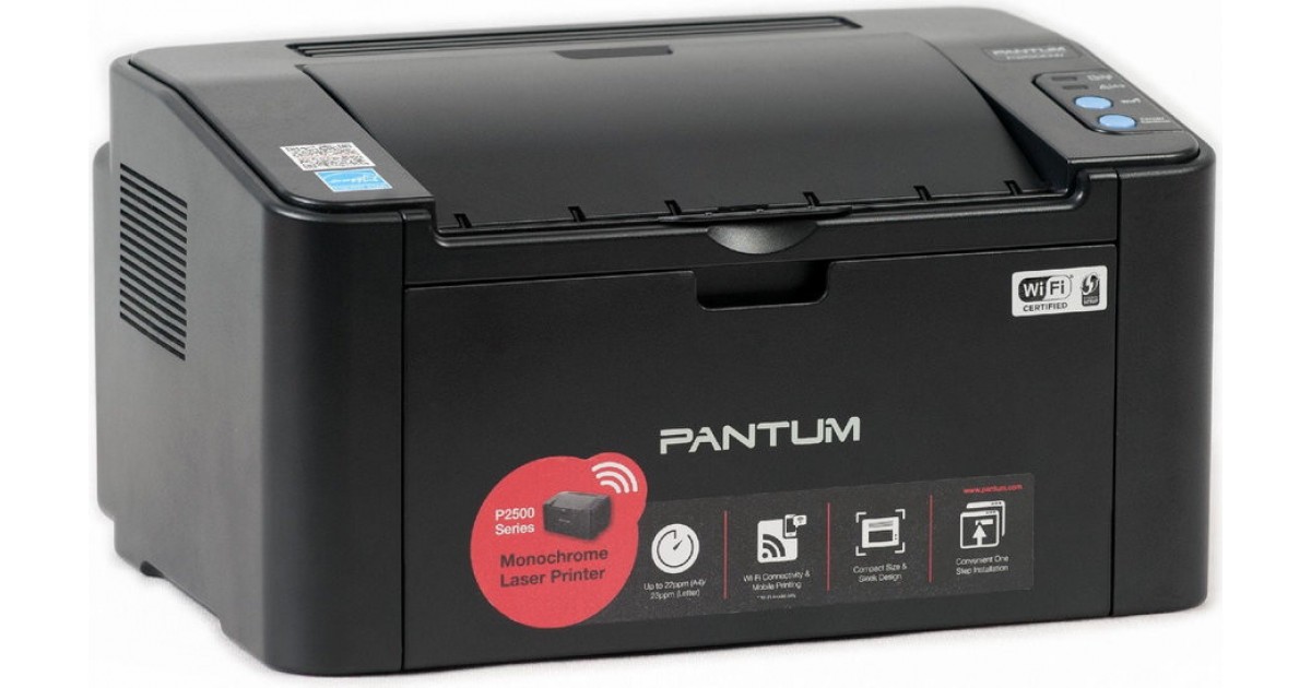 Принтер Pantum P2500W (лазерный, монохромный, А4, 22 стр/мин, 1200 X 1200 dpi, 64Мб RAM