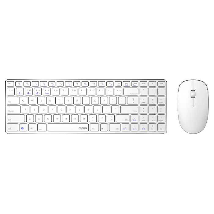 Клавиатура + мышь Rapoo 9300M клав:белый мышь:белый USB беспроводная <18479>
