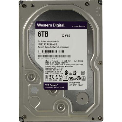 Жесткий диск Western Digital HDD SATA-III 6Tb Purple WD62PURX, IntelliPower, 256MB buffer