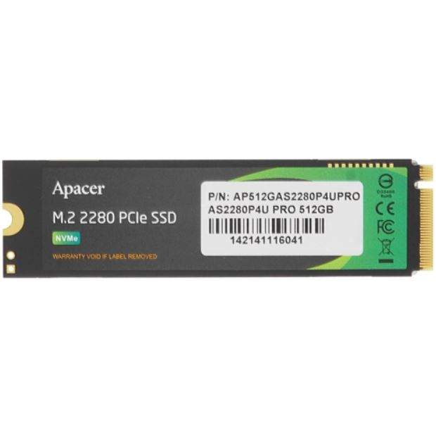 Твердотельный накопитель Apacer SSD AS2280P4U PRO 512Gb M.2 PCIe Gen3x4, R3500/W2300 Mb/s, MTBF 1.8M