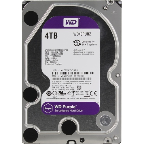 Жесткий диск WD Original SATA-III 4Tb WD40PURZ Video Purple (5400rpm) 64Mb 3.5″