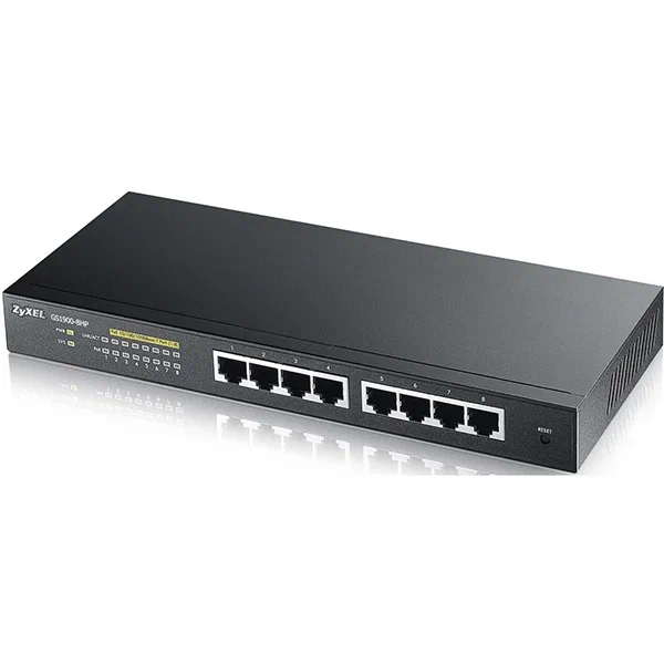 Коммутатор Smart L2 Zyxel GS1900-8, 8xGE, настольный, бесшумный
