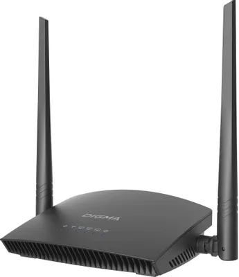 Роутер беспроводной Digma DWR-N301 N300 10/100BASE-TX черный (упак.:1шт)